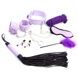 purple plush bondage kit 7 pcs