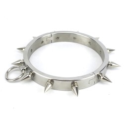 male and female stainless steel spiked dog collars