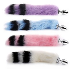 colorful fox tail anal plug